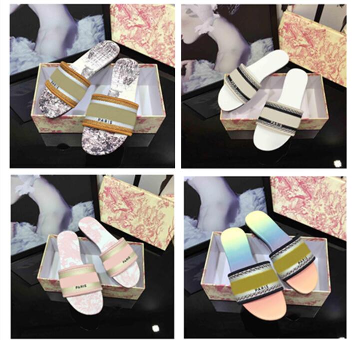 

Classics sandals Fashion slippers slides Floral brocade Gear bottoms Luxury brands Flip Flops women shoes striped designer Beach causal slipper home011, 10