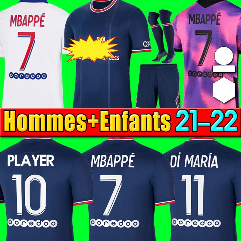 

20 21 soccer jersey kit 2020 2021 MBAPPE VERRATTI MARQUINHOS KIMPEMBE fourth CAVANI DI MARIA KEAN men kids football shirt hommes enfants kit sets, P14 20 21 away kids