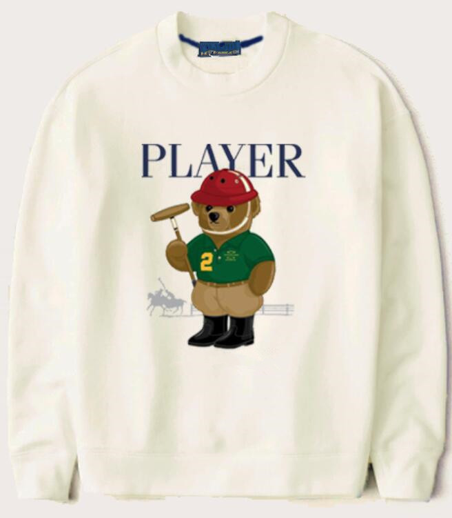 

Mens Sweatshirts designer pullover Spring and Autumn small horse for Men Round neck Solid Color Long Sleeve Warm Casual clothing women Bear pattern Multicolor, White