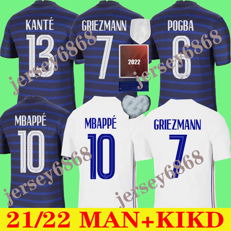 

2021 France soccer jersey maillots de football maillot equipe French 20 21 MBAPPE GRIEZMANN KANTE POGBA, Blue