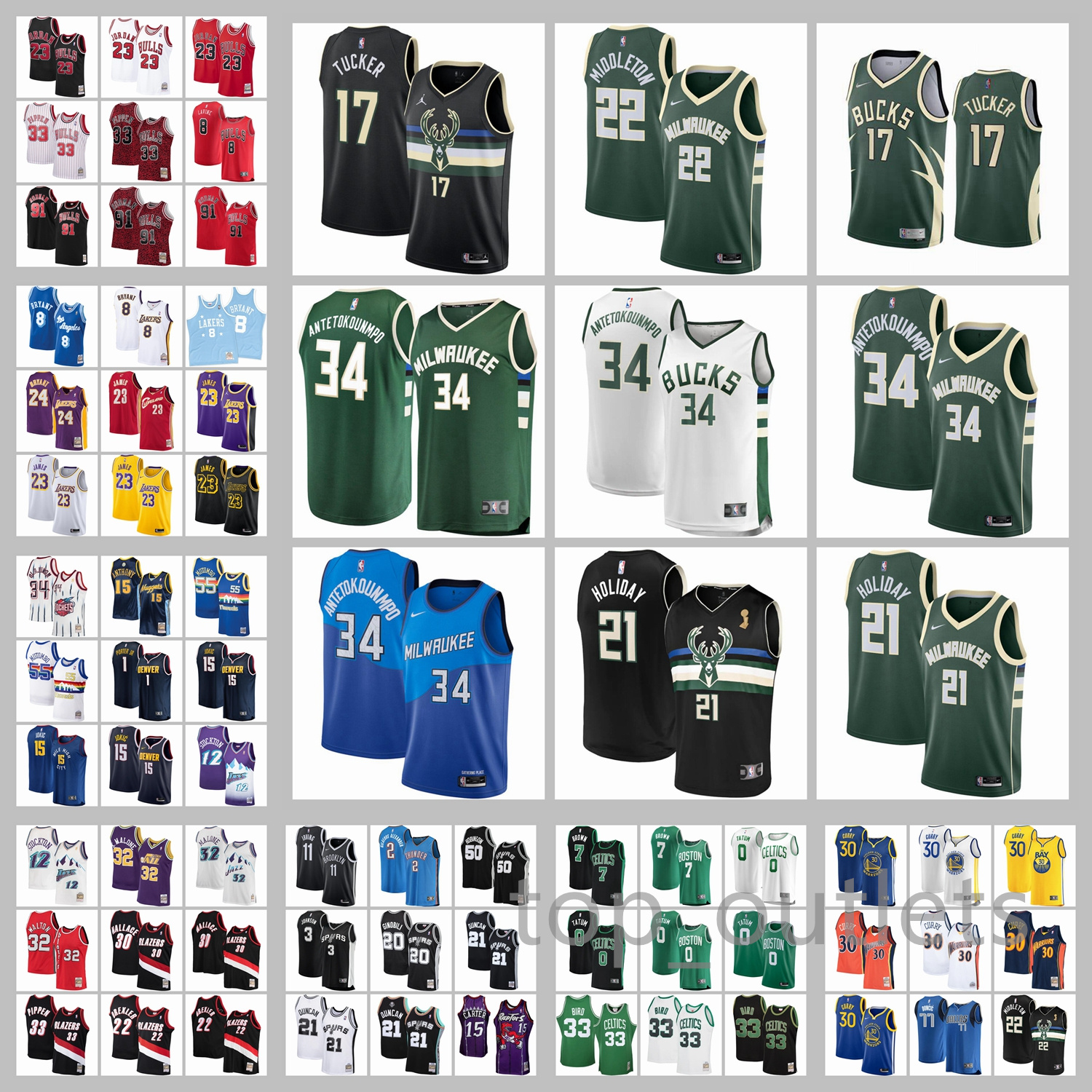 

2021 Basketball Jerseys Milwaukee Bucks Jersey With Finals Champions Patch Holiday Antetokounmpo Bryant Curry Iverson Tatum Morant Bird Leonard Duncan Stitched, Jalen 7 green