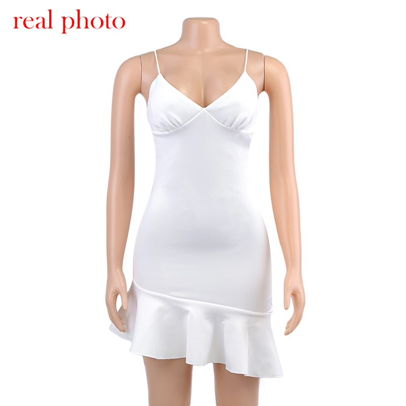 

Spaghetti Straps Ruffles Mini Dress Club Party Elegant Sleeveless Slip Womens Summer Sundress Outfits Holidayhigh quality, Black