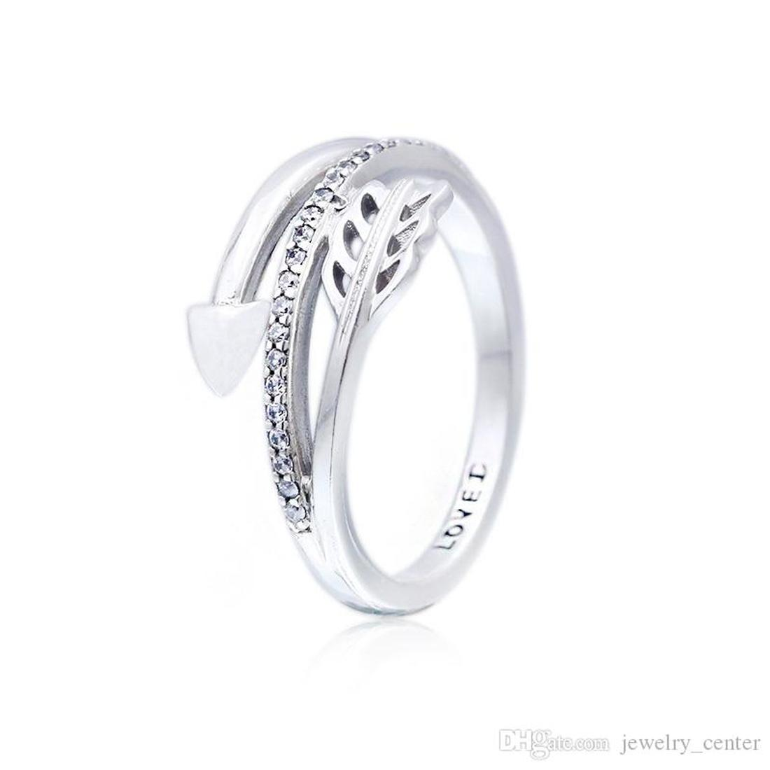 

Genuine 925 Sterling Silver Wrap-Around Arrow Ring Original Box for Pandora Women Wedding Gift Jewelry Rings sets, Slivery;golden