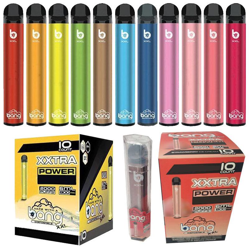 

Starter Device Disposable E Cigarette Pen Puffs XXL 2000 Kit 800mAh Power Battery Pre-filled Pods 6ml Bang Vape Fjjmt