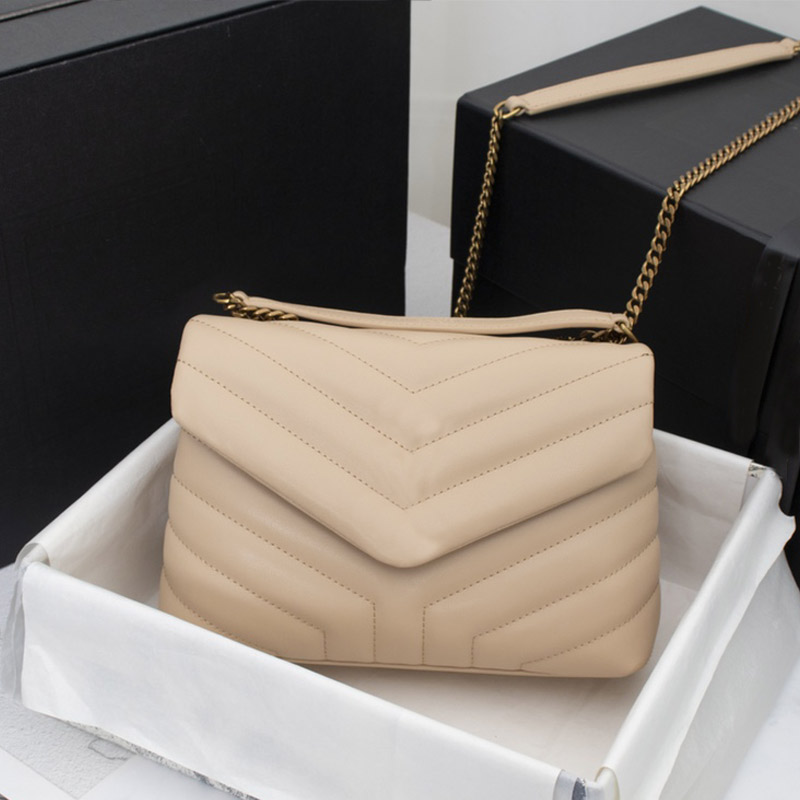 

Chain V-Pattern Cross Body Bag Women Look Handbags Purse Genuine Leather Flip Shoulder Bags High-Quality Fashion Letters Interior Zipper Pocket Solid Color Wallet