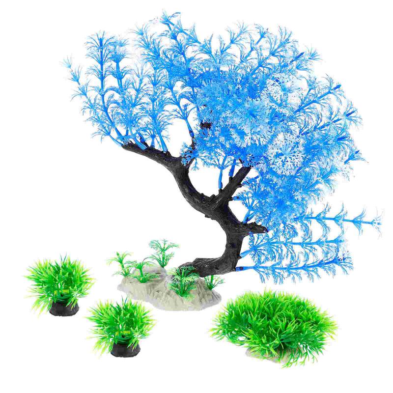 

Decorations 4pcs Aquarium Resin Water Plant Ornament Fish Tank Fake Grass Decor