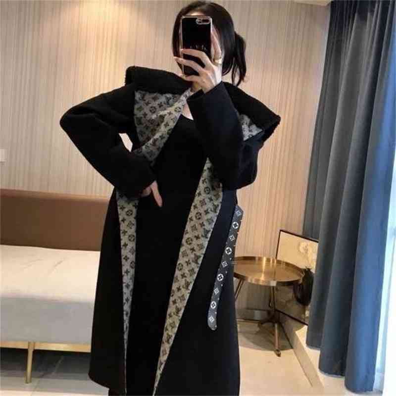 

Designer2021 new autumn and winter woolen women' high-grade feeling, no ball, slim waist, hooded floret coat is popularBalencaiga, Orange high quality 1:1