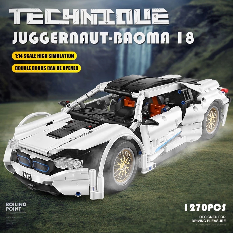 1:14 The BMWed I8 Speed Racing Car Building Blocks MOC Model Technic Serie 701940 1270pcs Assembly Bricks Children Education Toys Christmas Birth-image-563079295