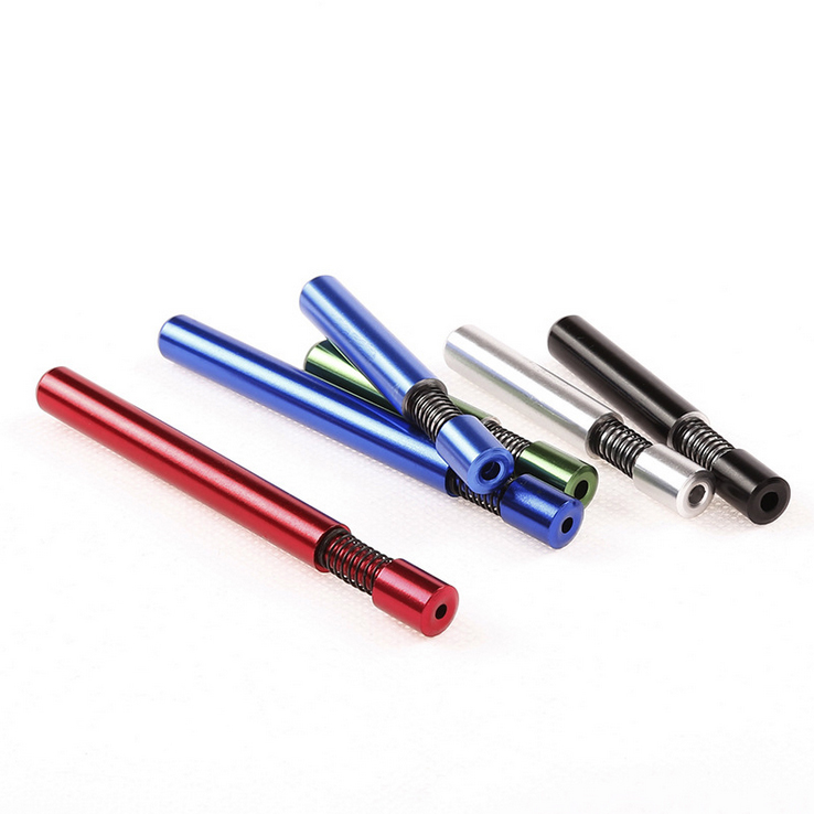 

Wholesale Metal Spring Smoking Pipe Multi Colors Length 52mm/82mm Diameter 8mm Aluminium One Hitter Snuff Snorter Sniffer VS Water Pipe Bongs
