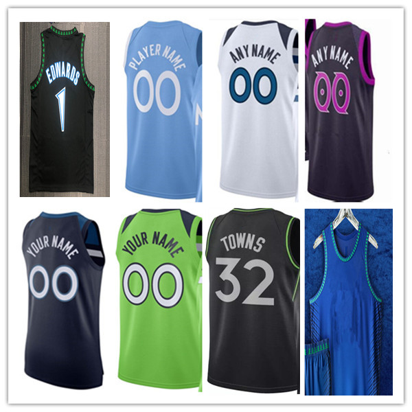 

Custom Hot Press Minnesota Basketball Karl-Anthony 32 Towns Jerseys Anthony 1 Edwards D'Angelo 0 Russell Malik Beasley Naz Reid Garnett 75th City Earned Edition, As pic