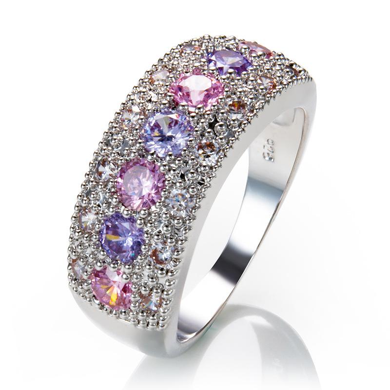 Wedding Rings Brilliant Women Ring Cubic Zirconia Pink Purple Trending Good Quality Engagement Bridal Fashion Jewelry Gift-image-711411093