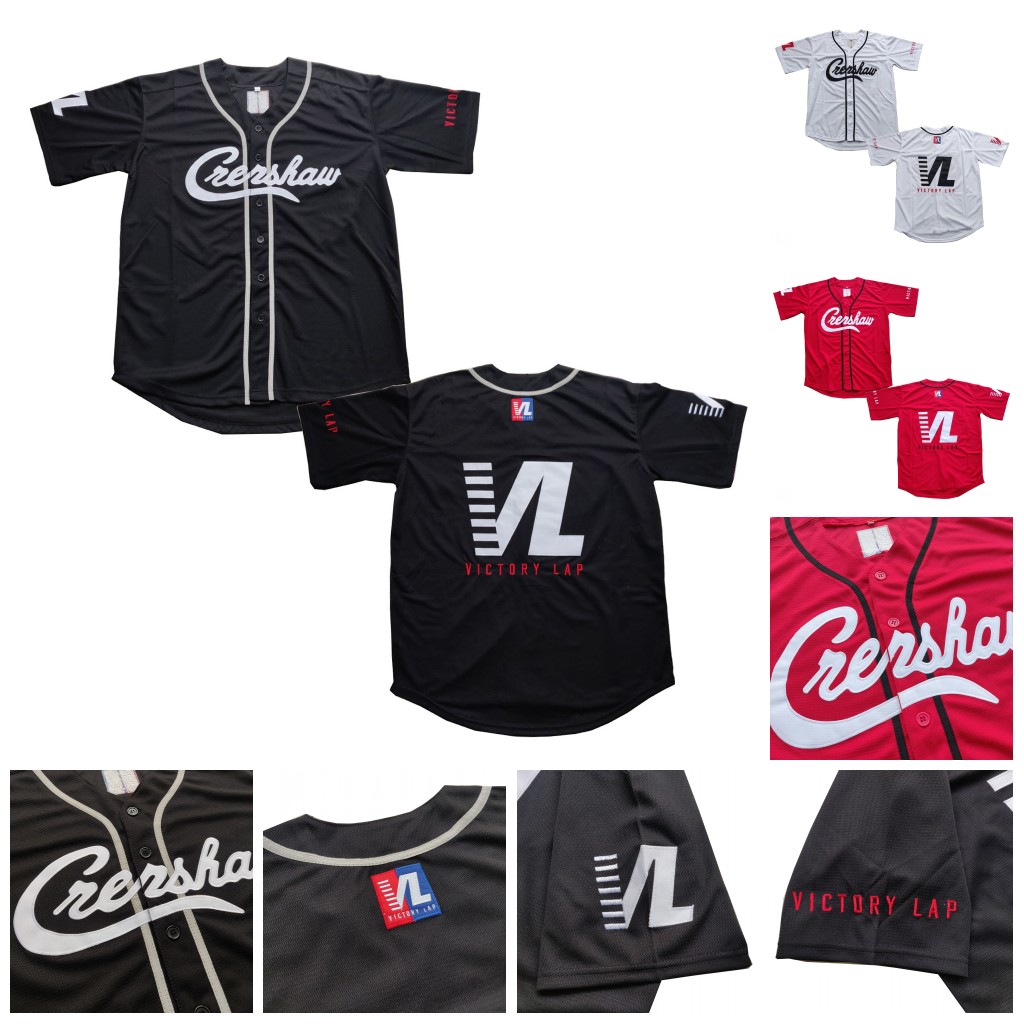 

Men' Crenshaw Victory Lap Cover Hip Hop Rap Baseball Jersey Red Black White Stitched Name And Number