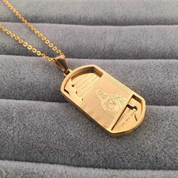 

Pendant Necklaces Stainless Steel Jesus Portrait Medal Chain Gold Color Christian Necklace For Mens Womens