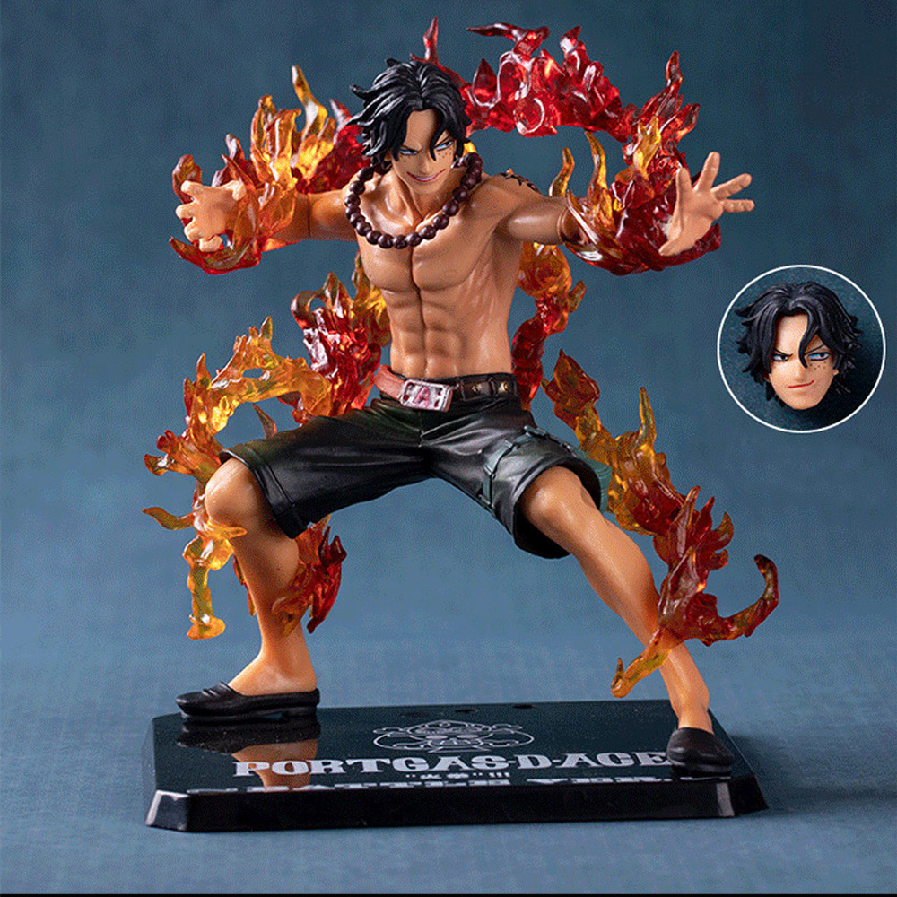 

GUCHABEL Anime One Piece Portgas D. Ace Figure Three Thousand World Samurai Swordsman Roronoa Zoro Model Flame Vinsmoke Sanji, 15cm