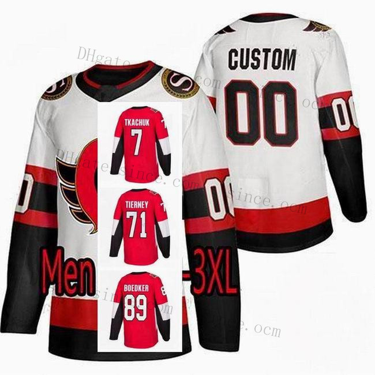 

Custom 20-21 Ottawa Senator Chris Tierney Jersey 7 Brady Tkachuk 72 Thomas Chabot Artem Anisimov 9 Bobby Ryan 89 Boedker 28 Brown Factory Outlet, Youth white ii