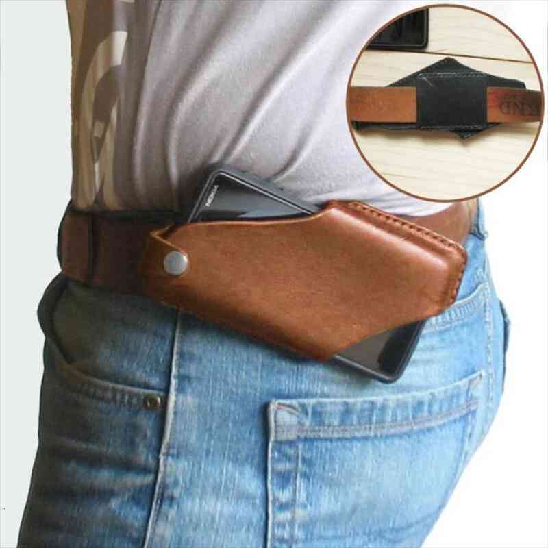 

mens phone pu leather case waist bag waistband mobile outdoor sports protection