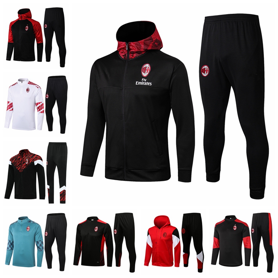 

2021 AC adult Jacket Soccer training suit Tracksuits survetement 20 21 Milan HIGUAIN CALHANOGLU BONUCCI football Suits Chandal Full Zipper Suit D07, Gray