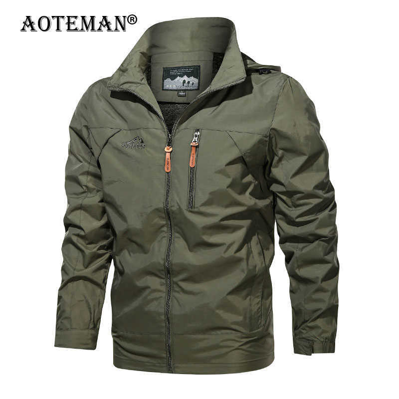 

Men Jackets Hooded Coats Waterproof Male Outdoor Outwears Windbreaker Windproof Spring Autumn Jacket Fashion Clothing Coat LM319 X0621, Army green