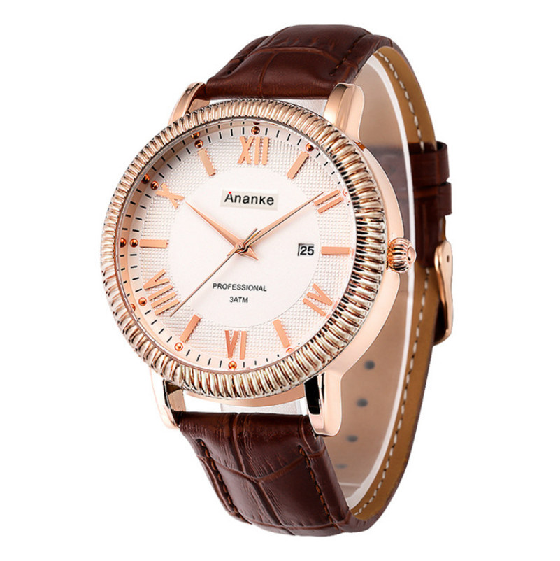 

Luxury 43mm Man Fashion Businese Watches Mens Quartz Wristwatch Leather Strap Watch For Men montre de luxe AN2201, Mix colors