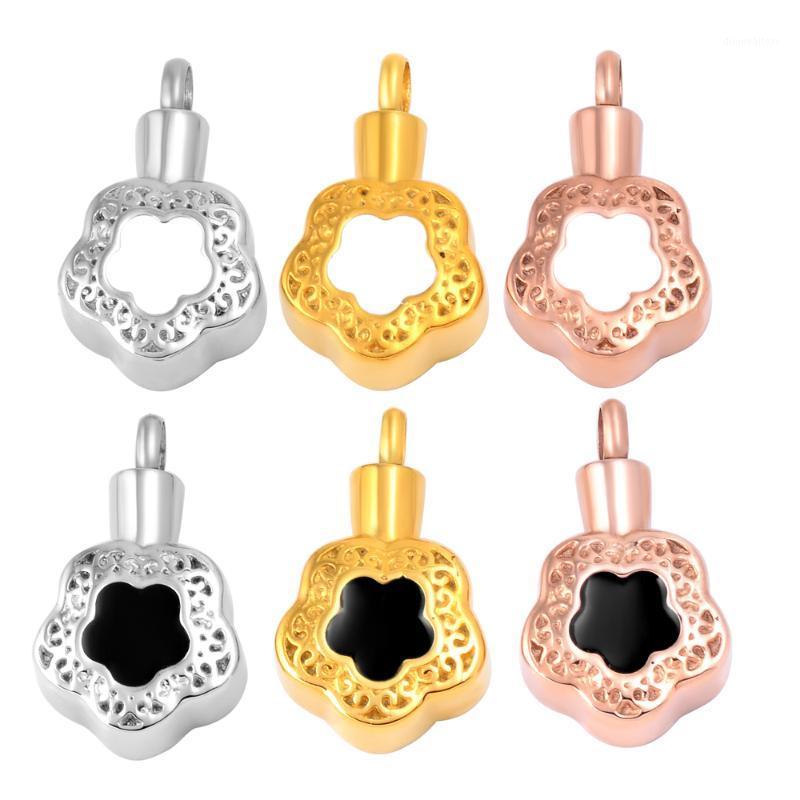 

Black White Plated Sunflower Shape Cremation Urn Necklace Memorial Jewelry For Ashes Keepsake Chains