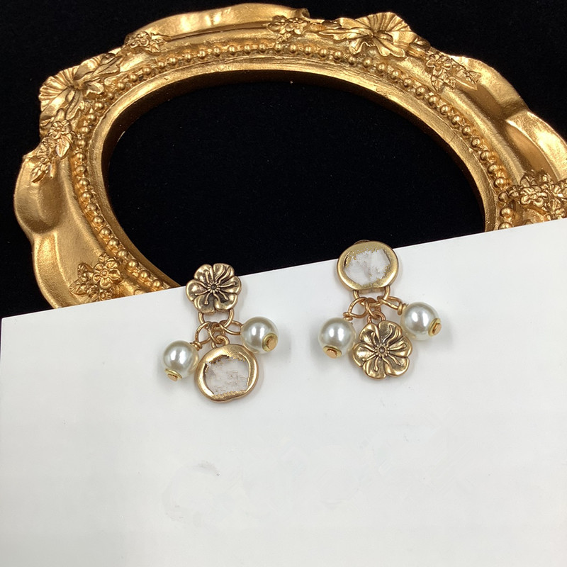 

Top quality drop earring hoop earrings with branded stamp for women wedding jewelry gift in 18k gold plated RY225