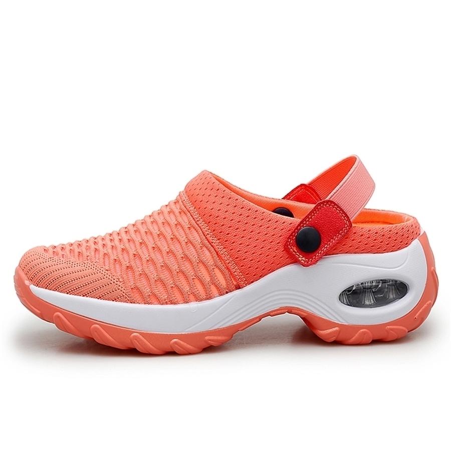 

2021 New Women Shoes Casual Increase Cushion Sandals Non-slip Platform Sandal For Women Breathable Mesh Outdoor Walking Slippers wenshet, Orange