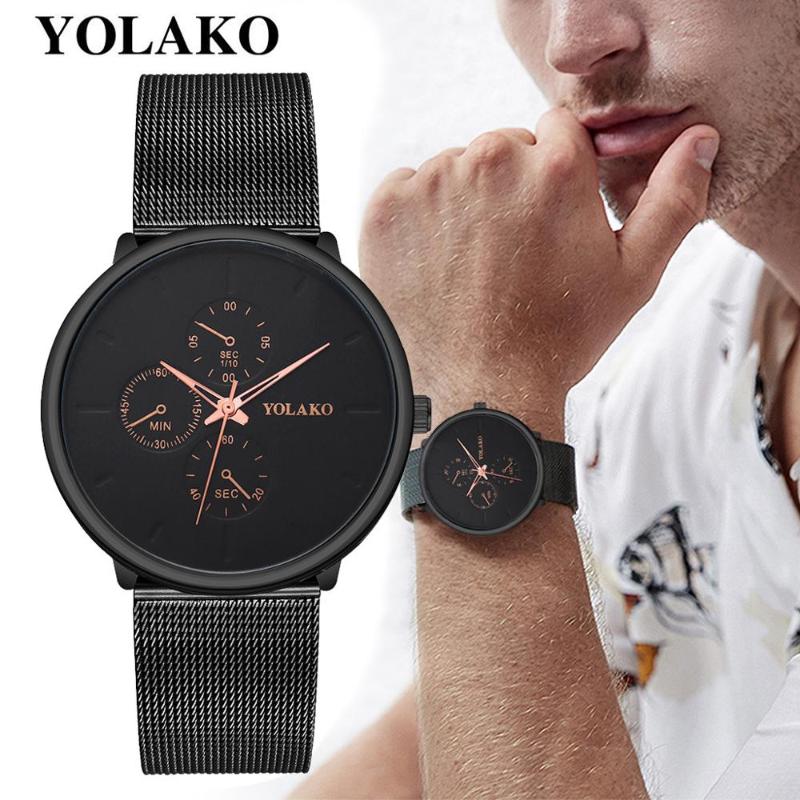 

Wristwatches YOLAKO Business Watch Men Quartz Luxury Simple Small Pointer Scrub Dial Male Atmosphere Calendar Wrist Montre Homme
