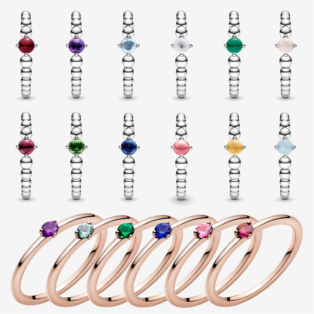 

Pink Swirl Heart Statement 925 Silvery Ring 12 Birthstone Sparkling Crown Daisy Flower Trio Ring Women Engagement Jewelry Gift with dust bag