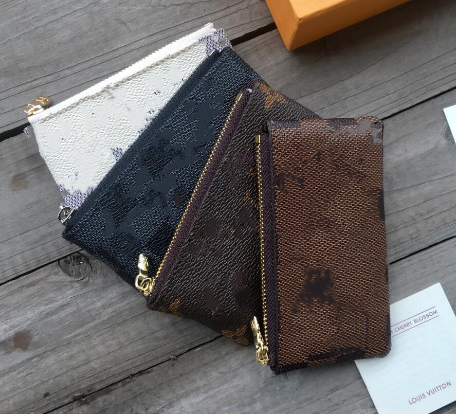 

KEY POUCH Designer Fashion Womens Mens Key Ring Credit Card Holder Coin Purse Luxury Mini Wallet Bag Charm Brown Canvas 02, Red;blue