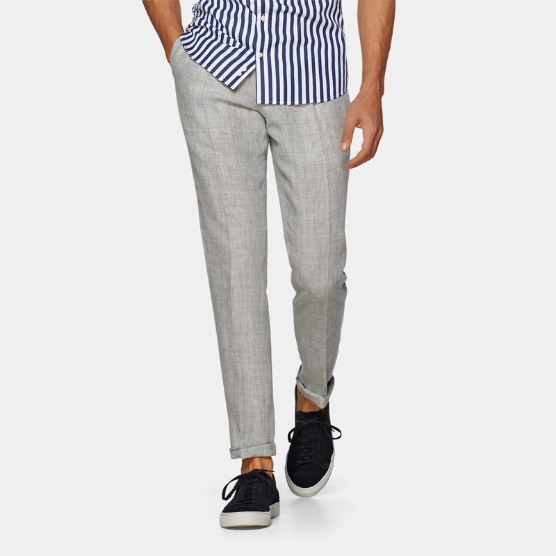 

Brand Men's Casual Pants Light Grey Pleated Brentwood Trousers, Gray