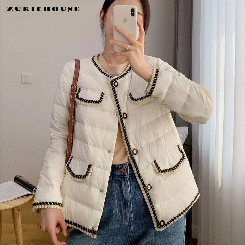 

Women' Down & Parkas ZURICHOUSE Simple Casual Women Winter Puffer Jacket Femme Short Fashion Warm Ultra Light 90% White Duck Coat Female, Black