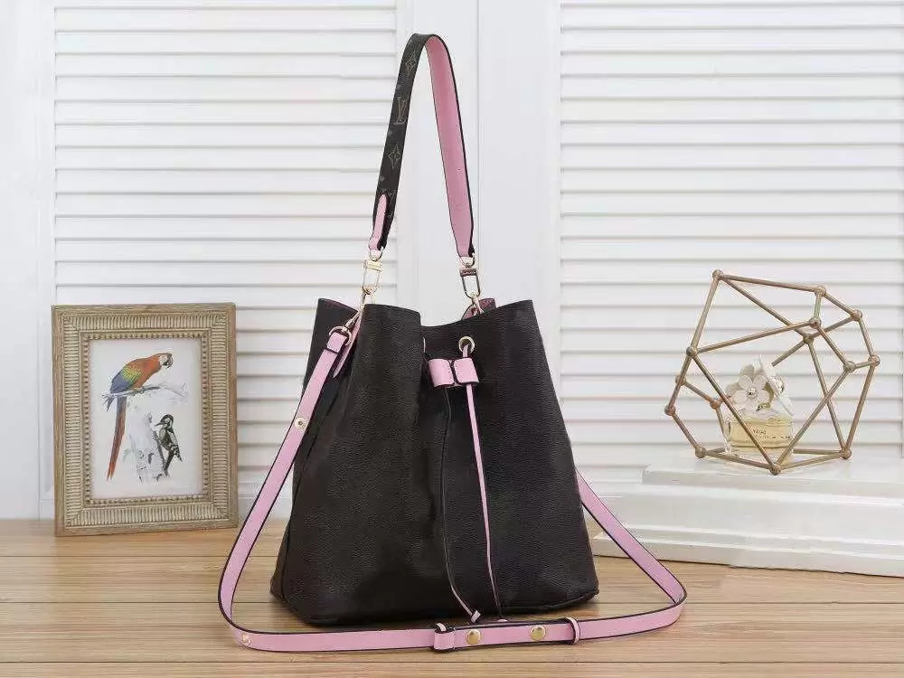 

YQ Multicolor Women Luxurys Designers Bags Handbag Bucket Bag Leather PU Fashion Classic Ladies Shoulder Woman Crossbody Tote Handbags Purses V, Brown flower /yellow strap