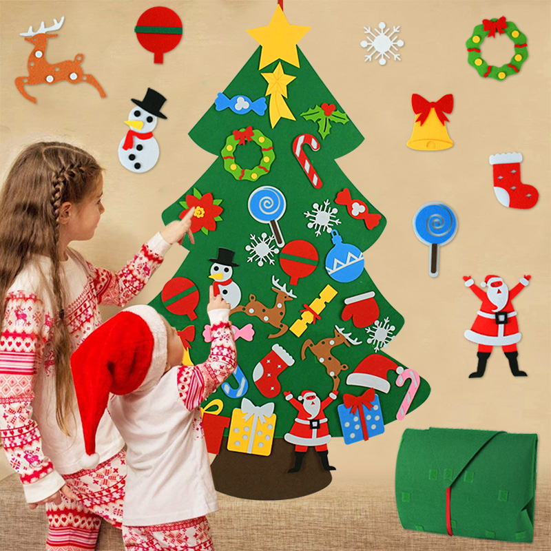 

Kids DIY Felt Christmas Tree Christmas Decoration for Home Navidad 2022 New Year Gifts Christmas Ornaments Santa Claus Xmas Tree 100pcs