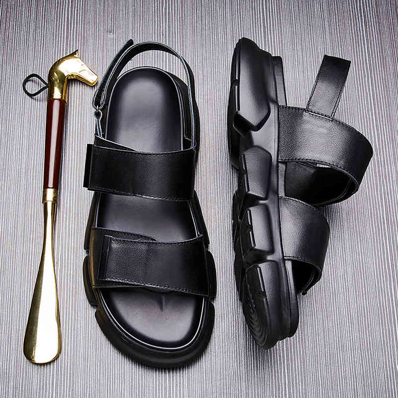 

Slippers Men's sandals summer men's wear trend sports casual leather lightweight antiskid beach shoes 8T9P, 1# shoe box