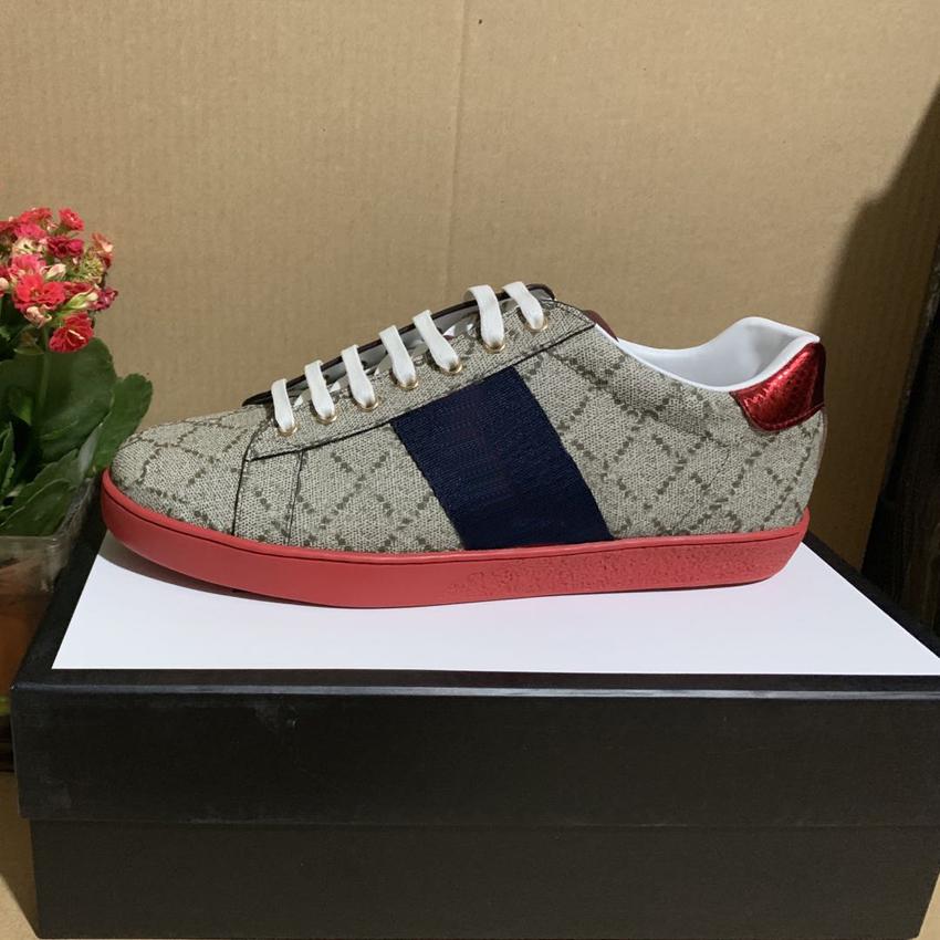 

Hott sale Stripe New Designer Shoes ACE Embroidered Mens real Leather Designer Sneakers Woman man Casual originals Shoes, As it