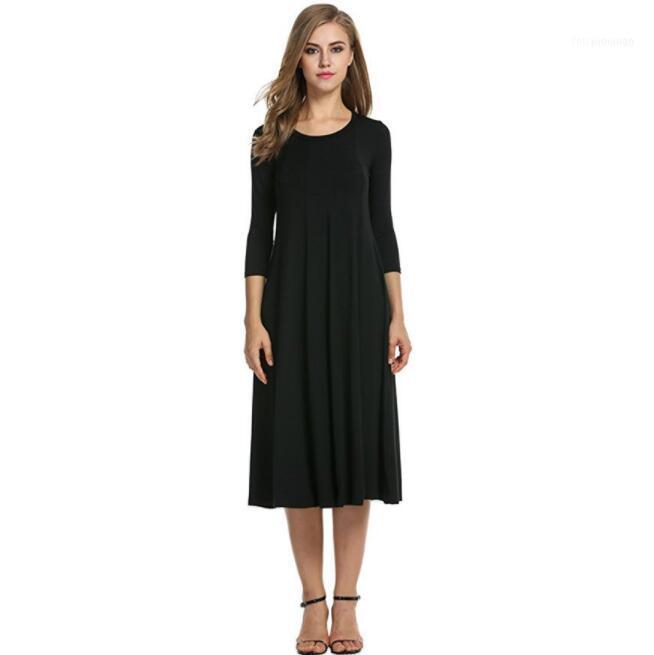 

Long Sleeves In A Solid Color Dress Autumn - Selling Circular Collar The Of Dress1
