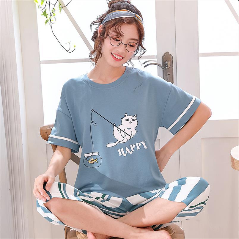 

cotton calf length pants women sleepwear sleep underwear set pajama nightwear conjuntos de pijama roupas femininas com frete gratis, Black;red