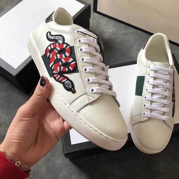 Casual Shoes Bee Snake Tiger Men Women Top Quality Leather Sneakers Embroidery Stripes Shoe Designer Walking Sports Trainers