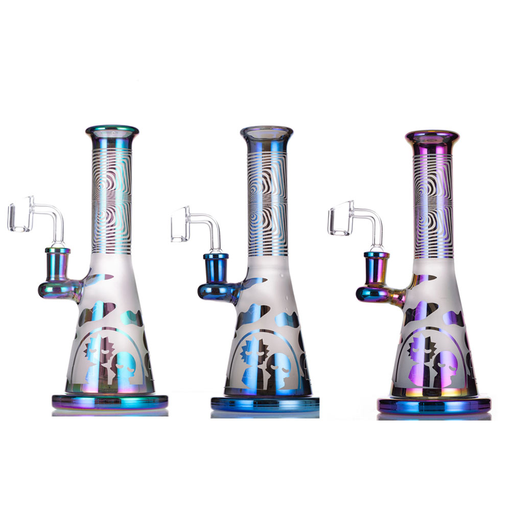 

Hookahs Design Glass Bong Electroplated Colorful Hookah with Frosted Patterns Pipe Joint size 14.5mm