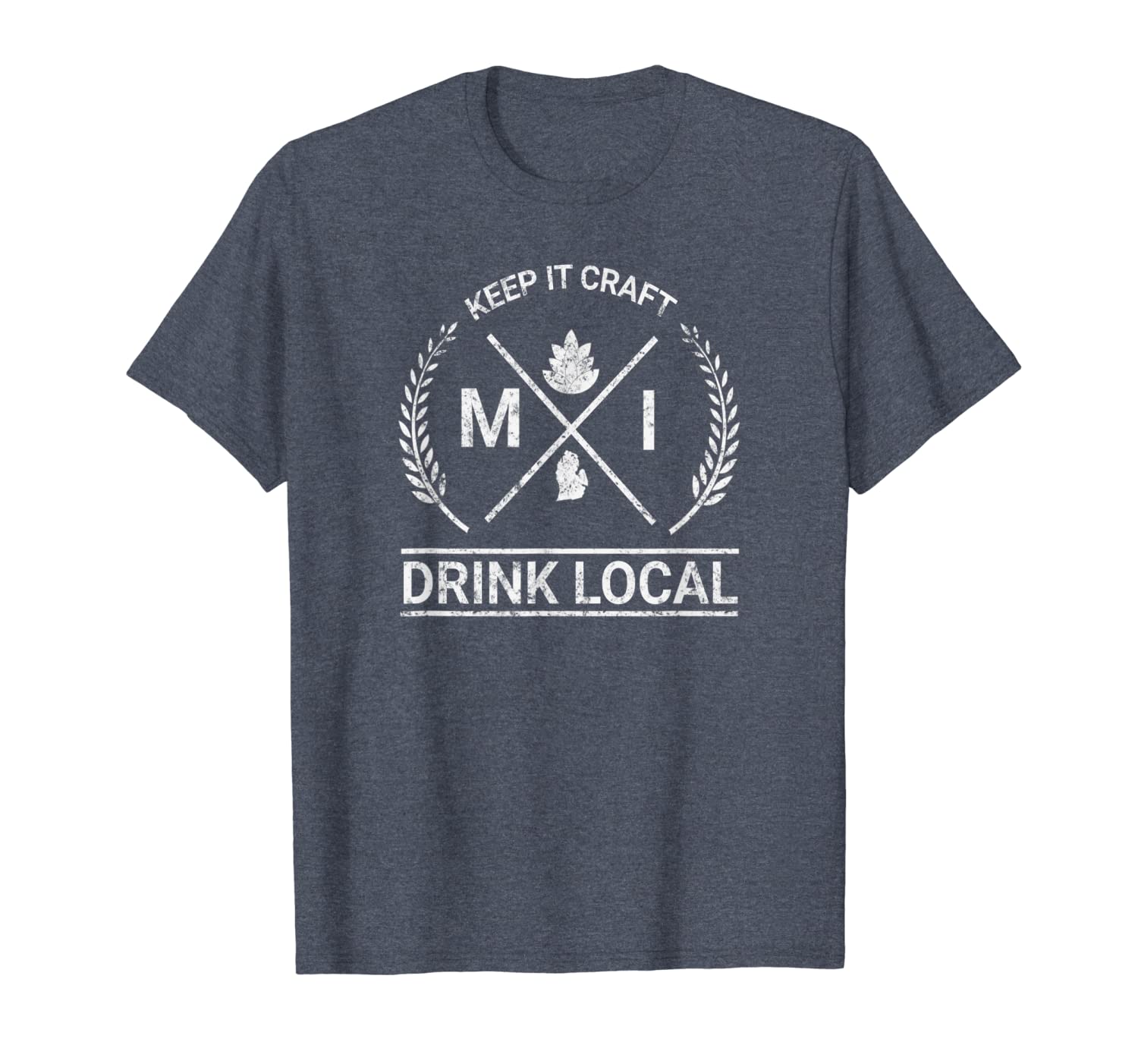 

drink local michigan vintage craft beer brewing t-shirt, White;black