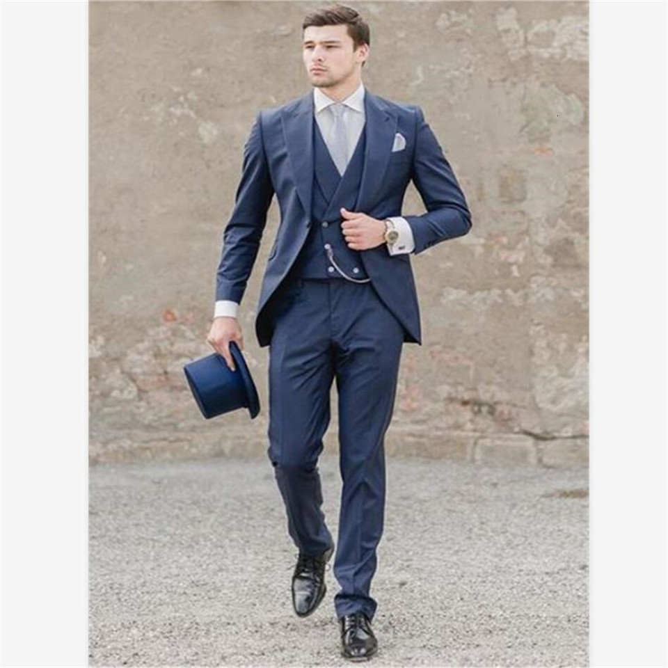 

Men' Suits & Blazers men' suit smolking groom thin and culinary evening  for navy blue men casual lapel party most recent weddi business, Picture style