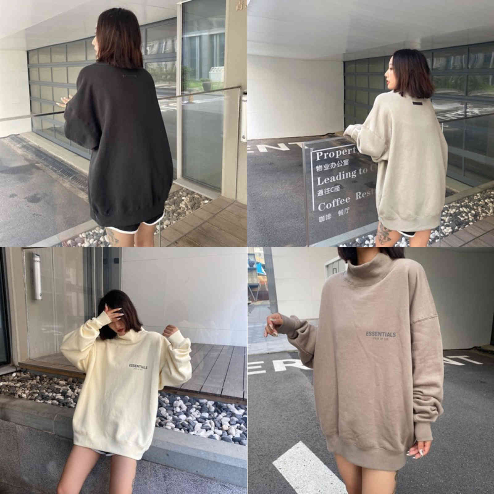 

Luxury Top Quality Outwear Fear Hoodie new of Essentials FOG Hoodies God Essentials FOG Hoodies silicone letter high street Pullover stcollar, Black