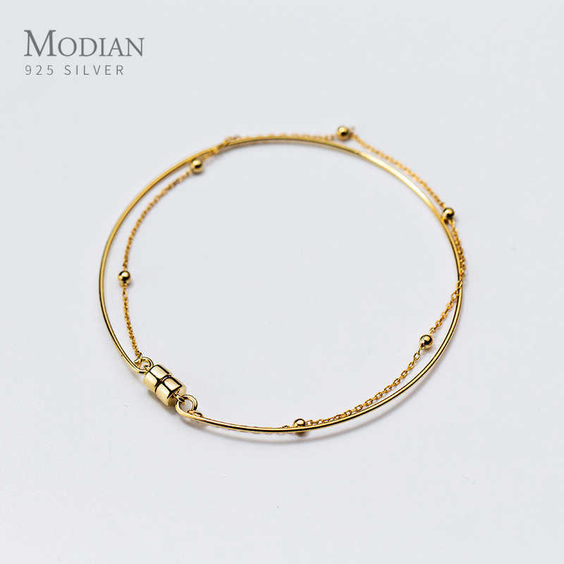 

Hight Quality 100% 925 Sterling Silver Simple Delicate Double Chain Bracelet For Women Fashion Wedding Fine Jewelry 210707