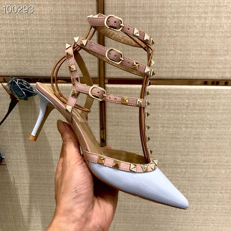 

2021 Good Quality Fashion Women Luxurys Designers Shoes Designer Sandals Womens Luxury High Heels Sandal Dress Shoess With Box Size 35-41 -B426, Blue