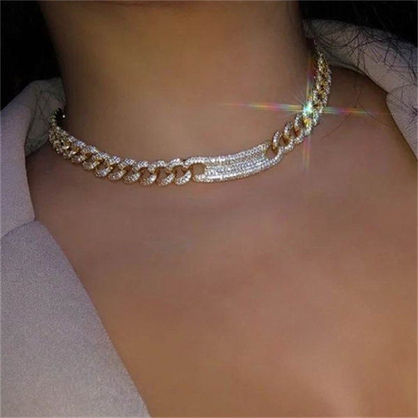 

Men Women Statement Jewelry Trendy Hip hop Rock and Roll Necklaces Cuban Chain CZ Paved Curve Pendant Unisex Choker Punk Jewelry X0509