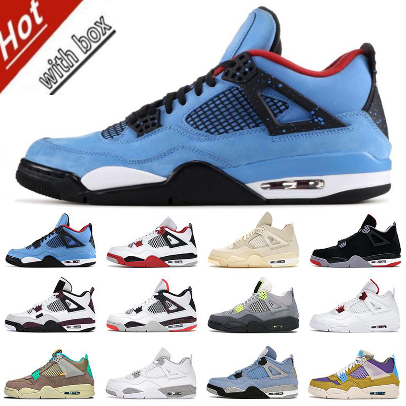 

2021 top quality University blue paris 4 4s IV mens basketball shoes bred SE neon black cat fire red pine green starfish mushroom, Cactus jack