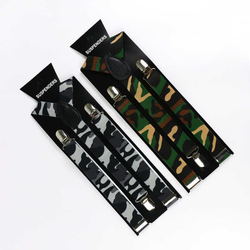 

Winfox Camo Mens Trouser Suspenders 1 Inch Wide Y-Shape Army Green Camouflage Suspenders Mens Braces Q0528