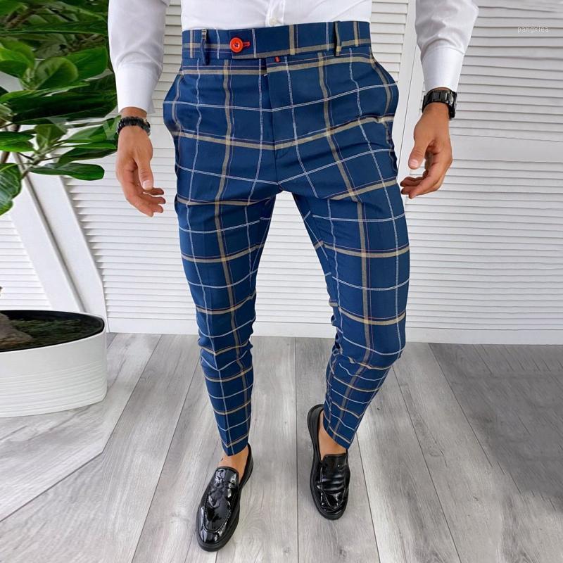 

Men's Pants Vintage Plaid Print Pencil Men Casual Long Slim Trousers 2021 Spring Autumn Fashion Streetwear Mens Clothes Harajuku, Black