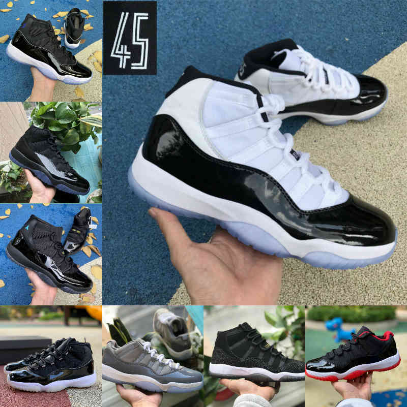 

2021 Jubilee Pantone Bred High 11 11s Basketball Shoes 25th Anniversary Space Jam Concord 45 Cap and Gown Midnight Navy Low Columbia White R