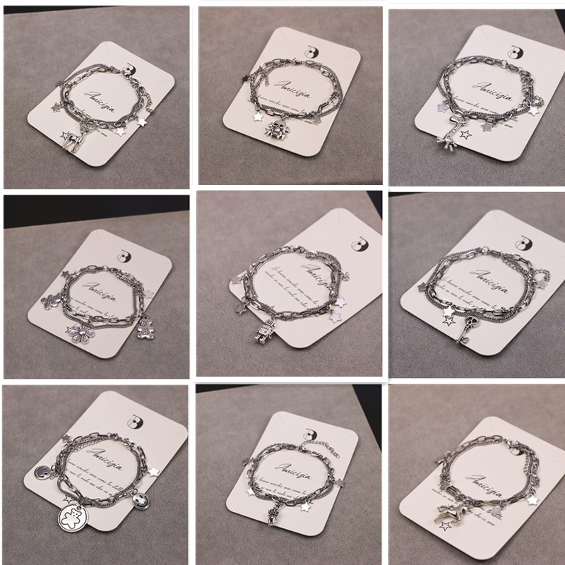 

20pcs/lot Vintage Antique Silver Color Titanium Steel Chain Love Bracelets For Women Men Mix Style Fashion Jewelry Gifts Party Wholesale
